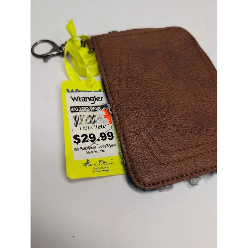 Wrangler Southwestern Mini Denim Blue Card Case Wallet New